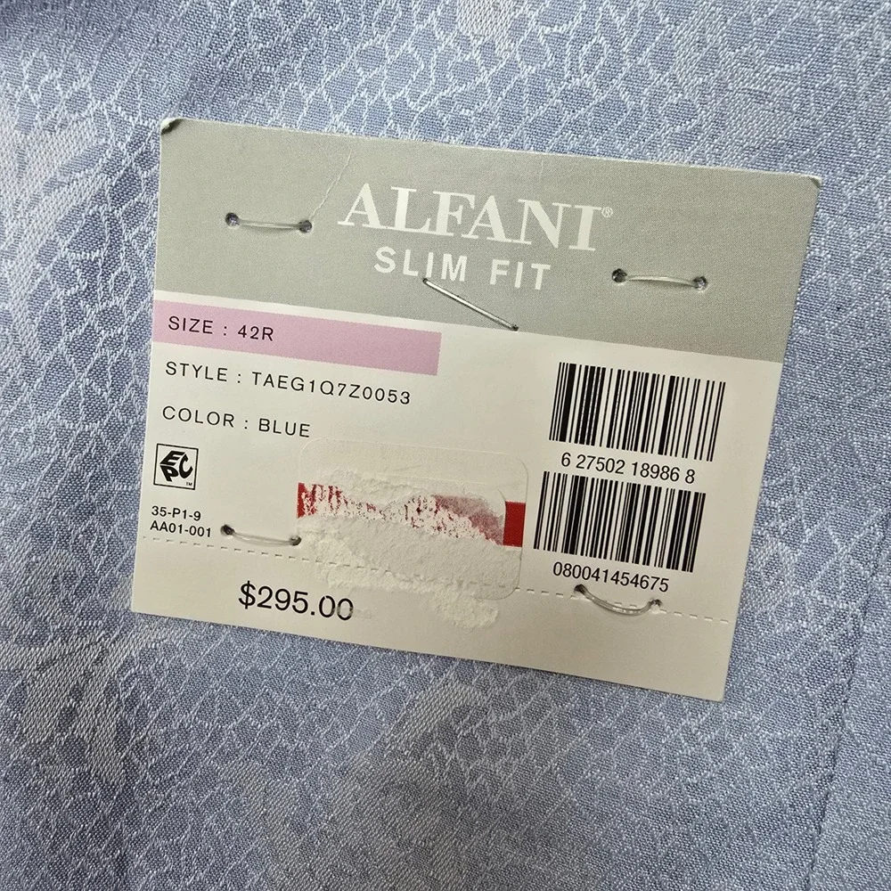 Alfani  Slim Fit Dinner Jacket Mens 42R 42 Blue Floral Shawl Lapel‎ Blazer $295